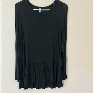 MTS Black Peplum Blouse with Long Sleeves